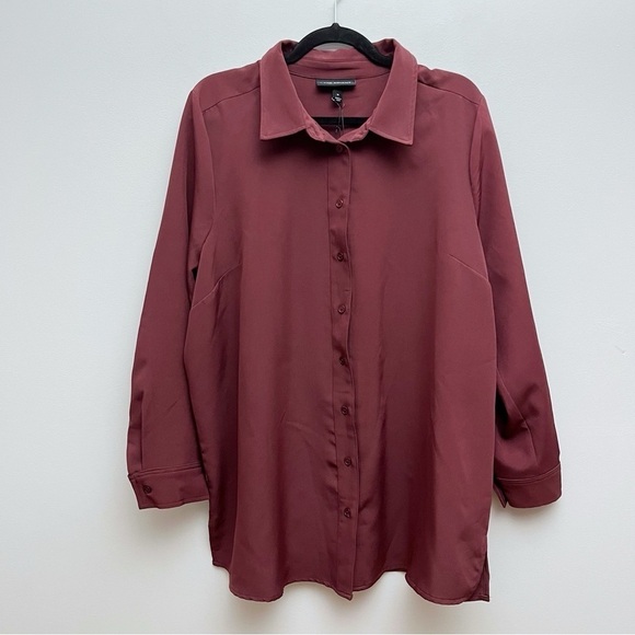 Lane Bryant Burgundy Button Down Blouse Top Women’s Size 14 NWT - Picture 1 of 10
